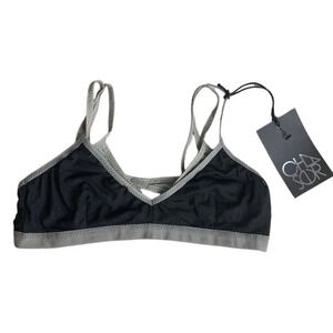 Chaser Women’s Black  Grey Bralette Size Small Strappy Back Sexy Lightweight